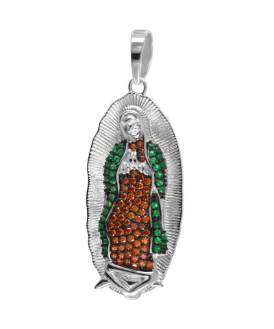 925 Sterling Silver Our Lady of Guadalupe Virgin Mary Pendant Charm