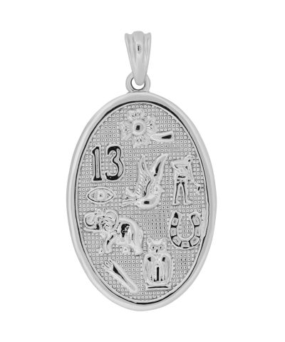 925 Sterling Silver Good Luck Oval Pendant Charm
