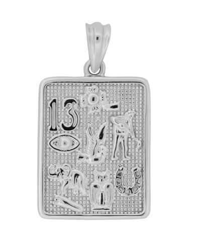 925 Sterling Silver Goodluck Square Pendant Charm
