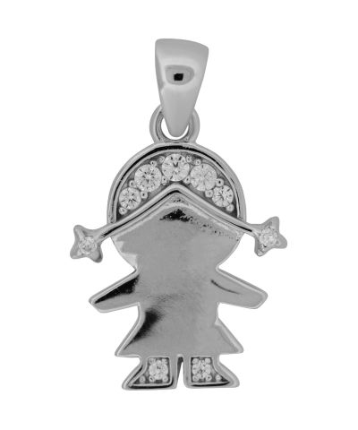 925 Sterling Silver Girl Kid Pendant Charm