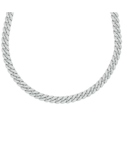 925 Sterling Silver White Gold Plated (mm) Cuban Necklace 20-22 Inches - (SKU)