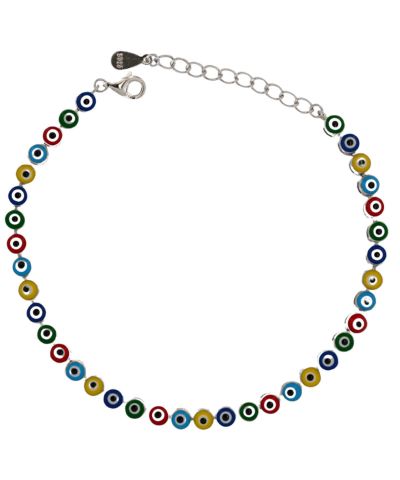 925 Sterling Silver Multi Color Evil Eye Bracelet 